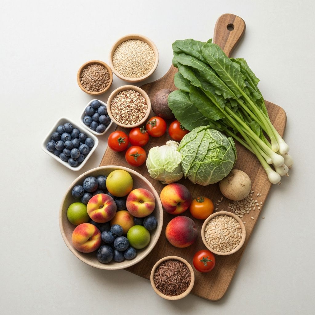 Fresh healthy foods and vegetables